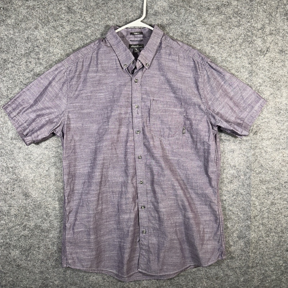 EDDIE BAUER Men Classic Fit TXL ‎ Blue Kayak Short Sleeve Button Down Shirt
